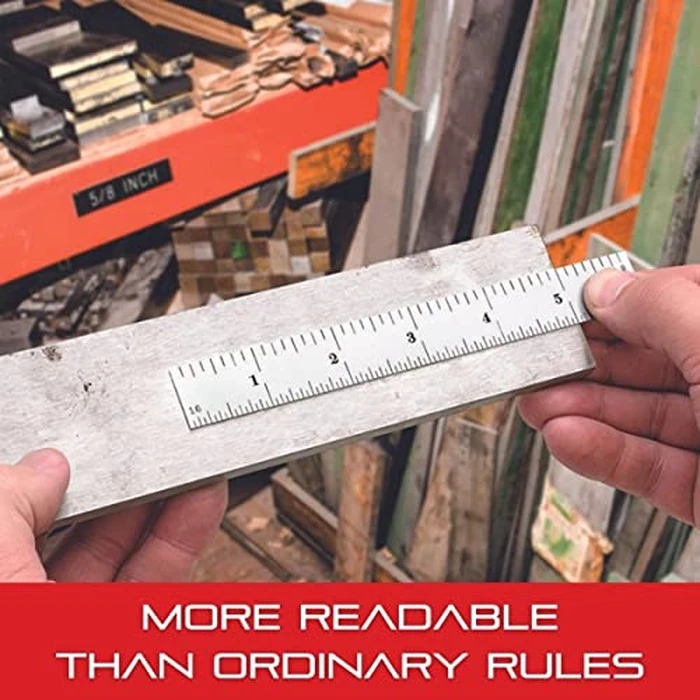 Starrett Spring Tempered Steel Rule with Satin Chrome Finish, Quick Reading, Inch Graduation, and Hook - 18" Length, 4R Graduation Type, 3/64" Thickness - CH604R-18 by Starrett - Image 5