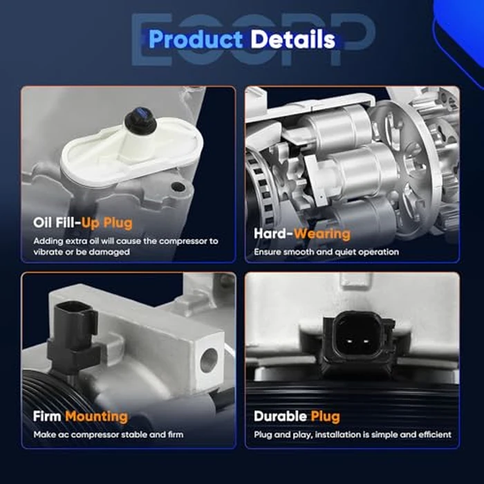 ECCPP A/C Compressor with Clutch 2007-2010 Fit for Ford Mustang 4.0L AC Compressor by ECCPP - Image 3