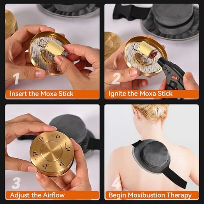 10-Years Purity 60:1 Ratio 54 Rolls Sticks Pure Moxibustion + 1 Copper Portable Smokeless Mugwort Moxibustion Moxa Box Round Shape Burner+1 Acupoint Map (New Moxibustion Set Pro) by Sugpey - Image 6