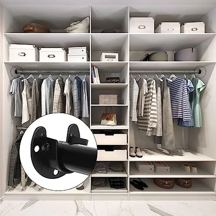 ABuff 10 Pack Stainless Steel Closet Rod Bracket, 1-1/4 Inch Closet Rod Holder, Heavy Duty Closets Rods Support Brackets, U Shaped Closets Pole Sockets Flange Rods Holder for Curtain Rodd (Black) by ABuff - Image 6