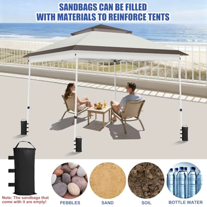 Yesker 10x10 Pop Up Canopy Tent w Mesh Netting Sidewall Vented Top - Heavy Duty Outdoor Canopy, Easy Setup Shelter Gazebo Waterproof 10x10 Popup Tnets for Patio Backyard Parties & Events, Khaki Brown by Yesker - Image 6