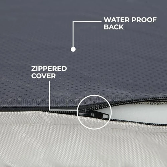 Best Pet Supplies Orthopedic Dog Bed with Memory Foam, Washable Dog Crate Mat for Small, Medium & Large Dogs, Thick Mattress for Crates, Kennels or Floor, Waterproof Pet Bed - Beige, 24 x 16 x 3 by Best Pet Supplies - Image 3