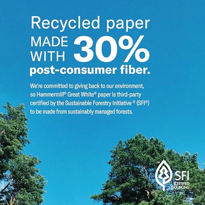 Hammermill Printer Paper, Great White 30% Recycled Paper, 11 x 17 - 1 Ream (500 Sheets) - 92 Bright, Made in the USA, 086750 by Hammermill - Image 5