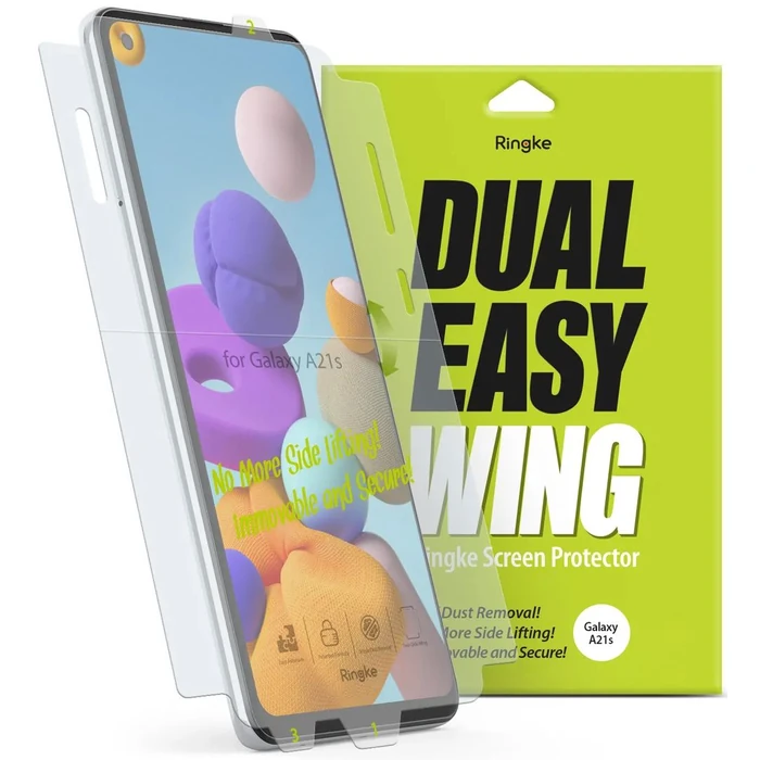 Ringke Dual Easy Wing Screen Protector fo Samsung Galaxy A21s (2 Pack) - Clear by Ringke - Refurbished - Brand New condition