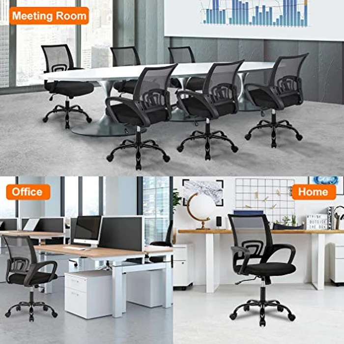 Ergonomic Office Chair Home Desk Chair Task Mesh Computer Chair Gaming with Back Lumbar Support Armrest Modern Swivel Modern Adjustable Rolling Executive Mesh Chair for Women Men (Black) by FDW - Image 6