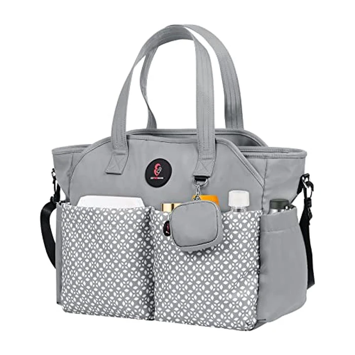 SUPROMOMI Diaper Tote: Large Baby Bag for Boy Girl,Shoulder Mommy Bag Can Make Twins and 2 Kids Nappy Package Mom Hospital Use Grey by SUPROMOMI - Used - Very Good condition - US$26.23