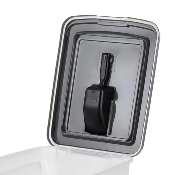 IRIS USA Dog Food Storage Container 58 lbs, Attachable Wheels, & Included Scoop, for Dog Cat Birds and other Pets, Food Storage Bin, Keep Fresh, Easy Mobility, BPA Free - Made in the USA, Dark Gray by IRIS USA - Image 6