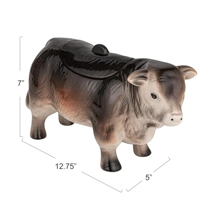 Vintage Ceramic Cow Shaped Cookie Jar by Creative Co-Op - Image 2