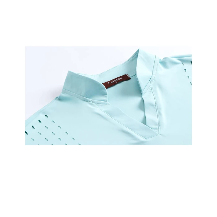 Felisou V Neck Polo T-Shirt for Women - Athletic, Stretchy, Skin-Friendly, Short Sleeve, Light Blue, S by Felisou - Image 4