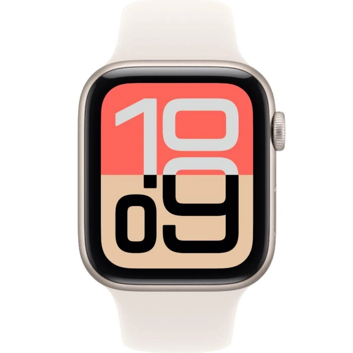 Apple Watch SE 3rd Gen (2025) (Cellular + GPS) - 64GB - 44mm - Starlight Aluminum Case with Starlight Silicone Sport Band - M/L Size by Apple - Refurbished - Excellent condition