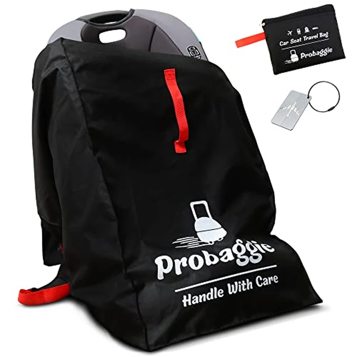 Car Seat Travel Bag for Airplane - Foldable Gate Check Car Seat Bag for Air Travel - Durable Infant Bag Cover with Adjustable Straps - Convertible Car Seat Backpack, Infant Carrier and Booster Seat by PROBAGGIE - Image 1