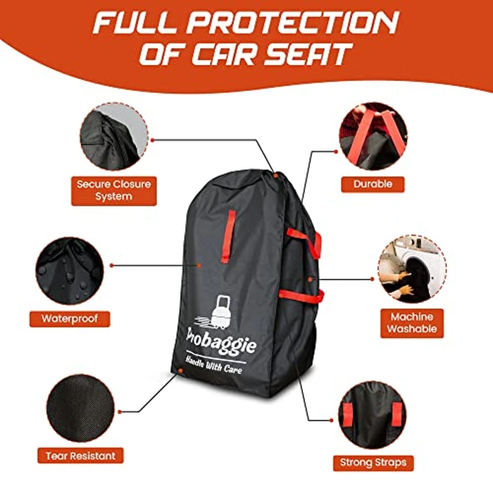 Car Seat Travel Bag for Airplane - Foldable Gate Check Car Seat Bag for Air Travel - Durable Infant Bag Cover with Adjustable Straps - Convertible Car Seat Backpack, Infant Carrier and Booster Seat by PROBAGGIE - Image 3