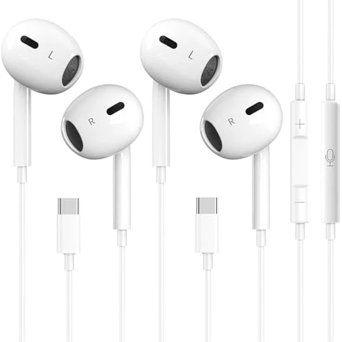 2 Pack-USB C Headphones for iPhone 17/16/15, Type C Earbuds Wired Earbuds with Microphone & Remote Control Noise Cancelling Earphones, Compatible with iPhone 17/16/15 Pro Max, iPad, Most USB C Jack by Nvnceiw - Image 1