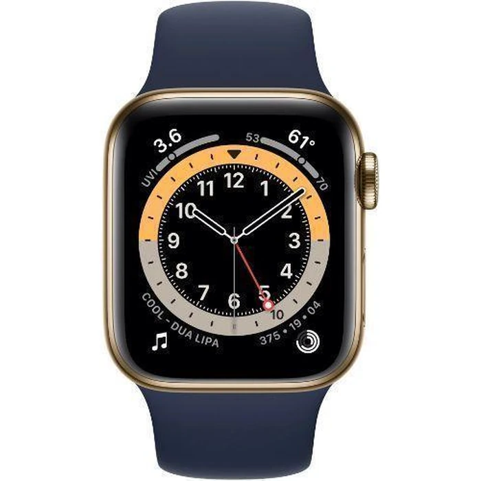 Apple Watch Series 6 (Cellular + GPS) - 32GB - 40mm - Gold Stainless Steel Case with Deep Navy Rubber Sport Band by Apple - Refurbished - Good condition - US$136.48