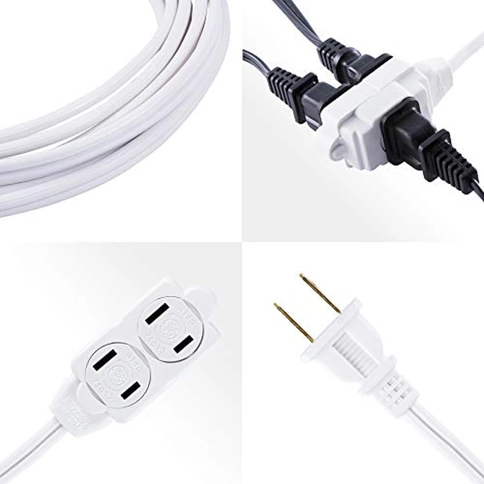 GE 3-Outlet Power Strip, 15 ft Extension Cord, 2 Prong, 16 Gauge, Twist-to-Close Safety Outlet Covers, Indoor Rated, Perfect for Home, Office or Kitchen, UL Listed, White, 51962 by GE home electrical - Image 5