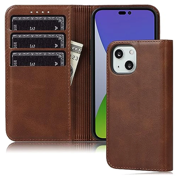 FROLAN for iPhone 15 Plus Wallet Case with Card Holder, Premium PU Leather Credit Slot Flip Folio Book Drop Protection Shockproof Phone Cover for iPhone 15 Plus 6.7 Inch (Dark Brown) by FROLAN - Used - Like New condition - CA$18.99