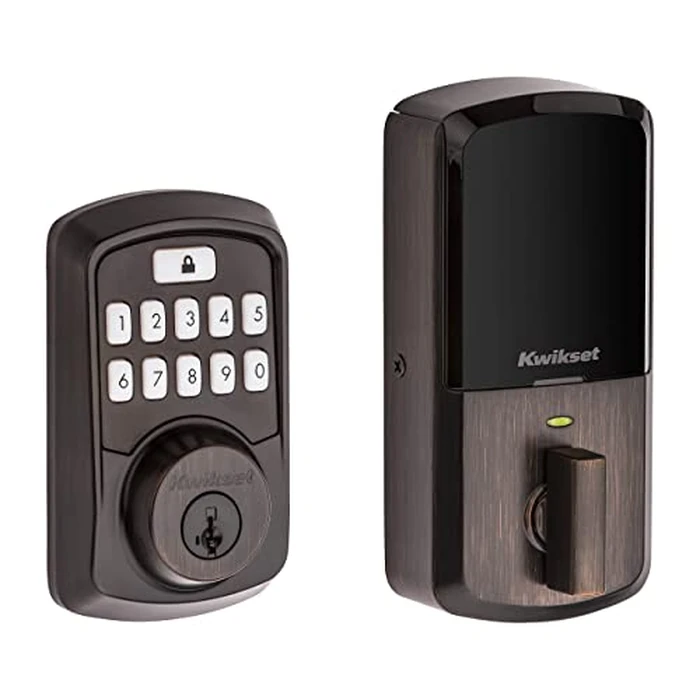 Kwikset 99420-002 Aura Bluetooth Programmable Keypad Door Lock Deadbolt Featuring SmartKey Security, Venetian Bronze by Kwikset - Used - Like New condition