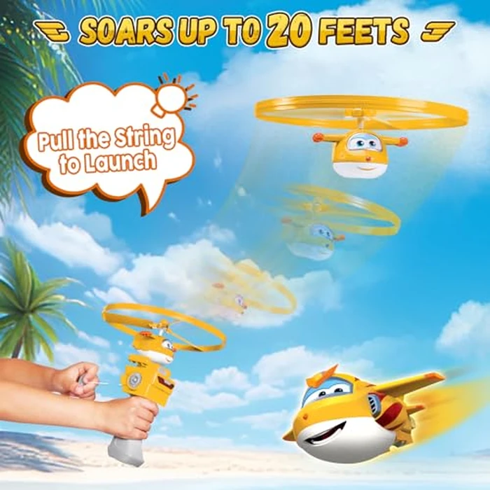 Super Wings Outdoor Toys, Golden Boy Flying Toys for Kids Ages 3-5 4-8, Toddler Outdoor Games Flying Discs, Outside Toys Airplane Launcher Toy for Kids Boys Girls Age 3 4 5 6 7 8 9+ by Super Wings - Image 2