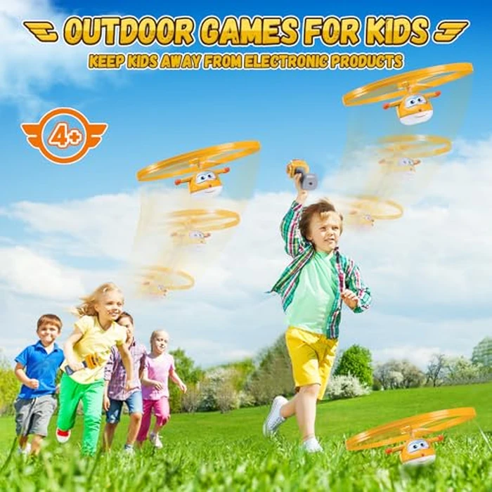 Super Wings Outdoor Toys, Golden Boy Flying Toys for Kids Ages 3-5 4-8, Toddler Outdoor Games Flying Discs, Outside Toys Airplane Launcher Toy for Kids Boys Girls Age 3 4 5 6 7 8 9+ by Super Wings - Image 5