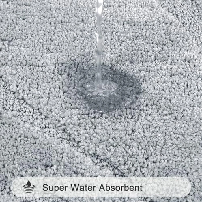 HEBE Bathroom Rugs Sets 5 Piece, Soft Absorbent Microfiber Bath Mat for Bathroom, Non Slip Washable Bath Rug Set with Toilet Cover, Bath Runner and U-Shaped Contour Toilet Rug, Light Grey by HEBE RUGS - Image 4