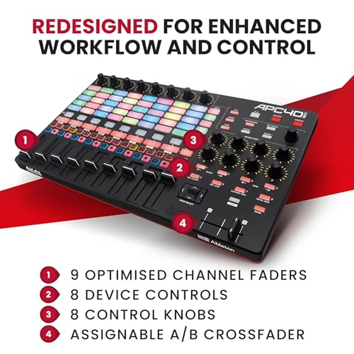 Akai Professional APC40 MKII - USB MIDI Controller for 1 to 1 Mapping with Ableton Live Lite with 5x8 Clip Launch Matrix, Knobs and Faders, Pro Software Suite Included by Akai Professional - Image 4
