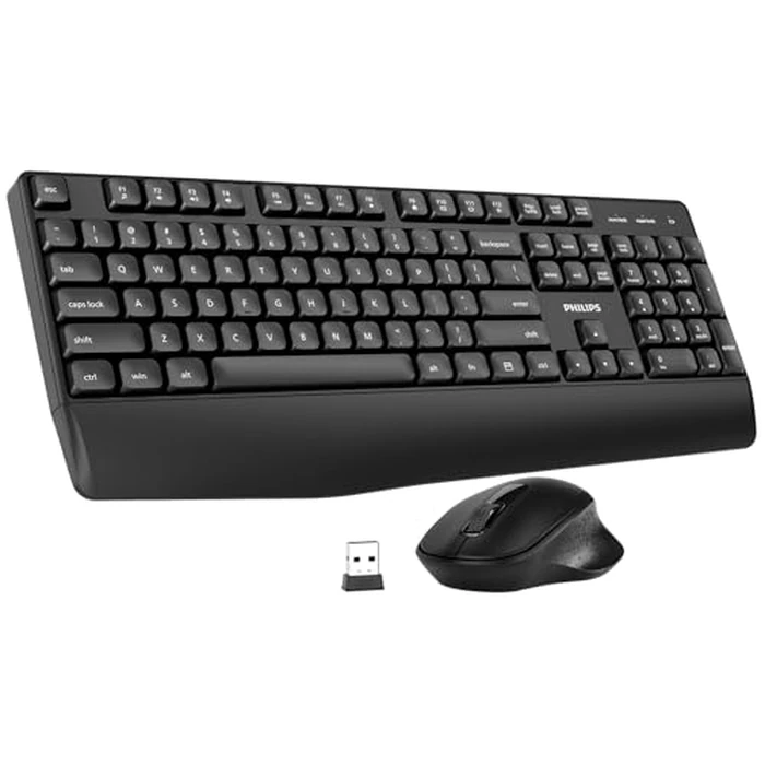 PHILIPS Wireless Keyboard and Mouse Combo-Ergonomic Keyboard and Mouse Wireless Combo with Silent Design,Plug n' Play,Sleep Mode and 2.4GHz Wireless Keyboard for Mac, Windows, Laptop-SPT6348 by Philips - Used - Very Good condition - CA$30.50