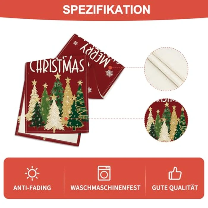 Artoid Mode Xmas Trees Snowflakes Red 210 GSM Merry Christmas Table Runner, Winter Kitchen Dining Table Decoration for Home Party Decor 13x90 Inch by Artoid Mode - Image 5