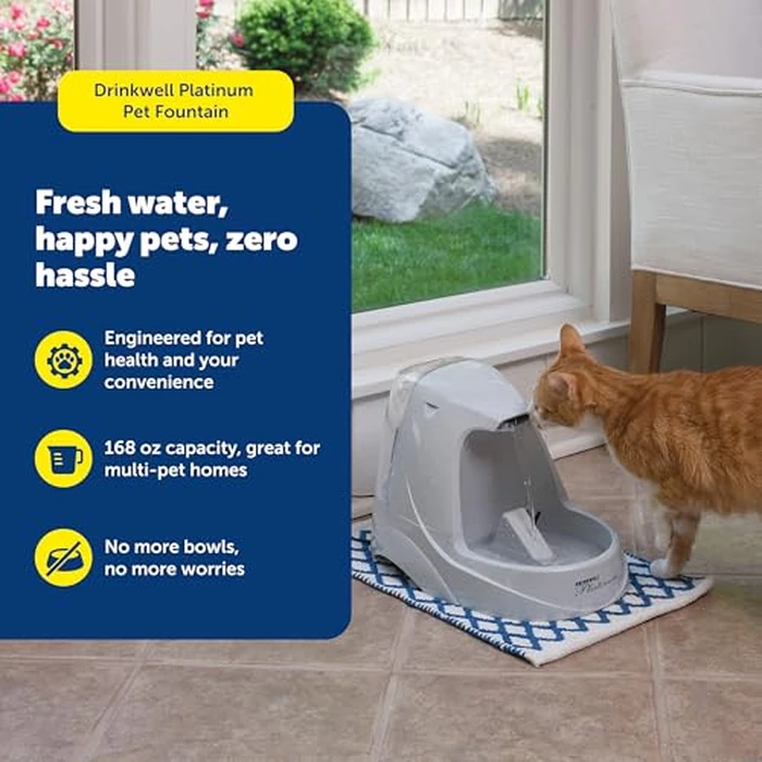 PetSafe Drinkwell Platinum Dog and Cat Water Fountain, Automatic Drinking Fountain for Pets, 168 Ounce,Grey by PetSafe - Image 3