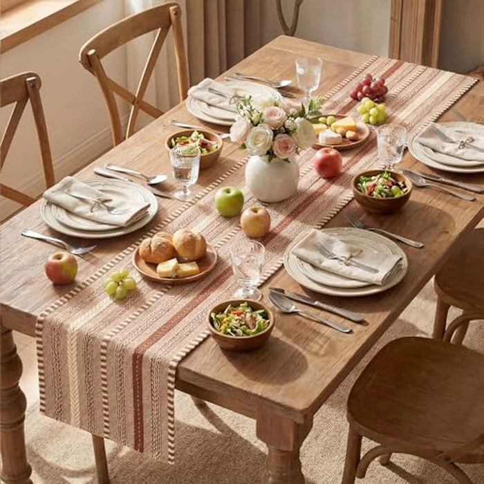 Artoid Mode Caramel Farmhouse Woven Table Runner, Seasonal Holiday Rustic Kitchen Dining Table Decoration for Home Party Decor 12x48 Inch by Artoid Mode - Image 5
