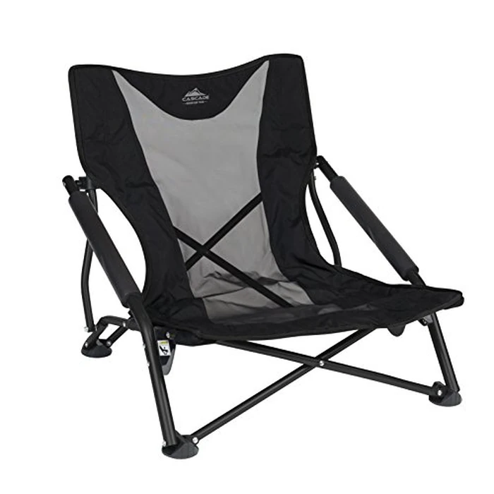 Cascade Mountain Tech Camping Chair - Low Profile Folding Chair for Camping, Beach, Picnic, Barbeques, Sporting Event with Carry Bag , Black by Cascade Mountain Tech - Used - Good condition