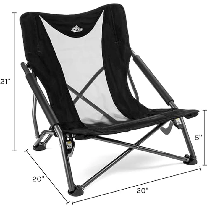 Cascade Mountain Tech Camping Chair - Low Profile Folding Chair for Camping, Beach, Picnic, Barbeques, Sporting Event with Carry Bag , Black by Cascade Mountain Tech - Image 2