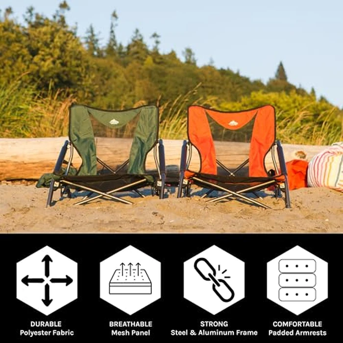 Cascade Mountain Tech Camping Chair - Low Profile Folding Chair for Camping, Beach, Picnic, Barbeques, Sporting Event with Carry Bag , Black by Cascade Mountain Tech - Image 3
