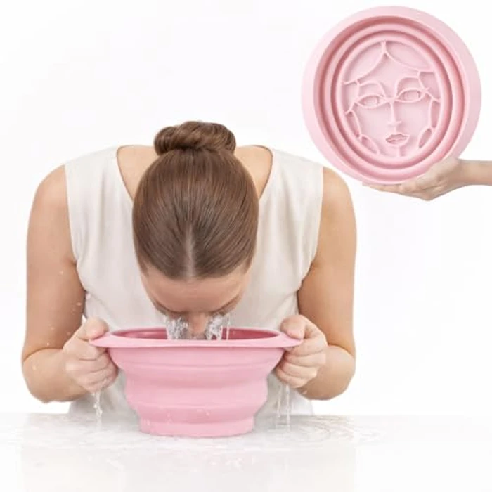 Icy-Mojo Facial Cold Plunge(TM) | Collapsible Silicone Ice Facial Bowl with Built-In Ice Tray | Portable Face Ice Bath for Skin Tightening, Puffiness, Acne Relief & Glow (Soft Pink) (Soft Pink) by Icy-Mojo - Image 1