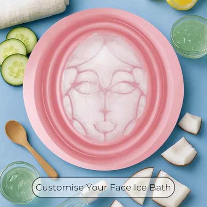 Icy-Mojo Facial Cold Plunge(TM) | Collapsible Silicone Ice Facial Bowl with Built-In Ice Tray | Portable Face Ice Bath for Skin Tightening, Puffiness, Acne Relief & Glow (Soft Pink) (Soft Pink) by Icy-Mojo - Image 8