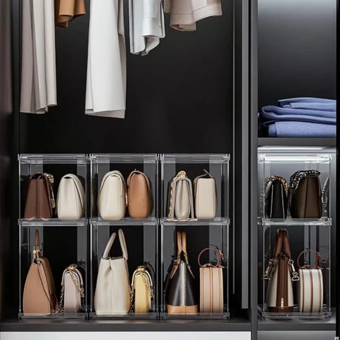 5 Pack Purse Organizer for Closet,Clear Acrylic Display Case for Handbag Organizer, Purse Storage Box, Plastic Storage Bins for Book, Collectibles, Cosmetic (5PC-L) by frtzal - Image 3