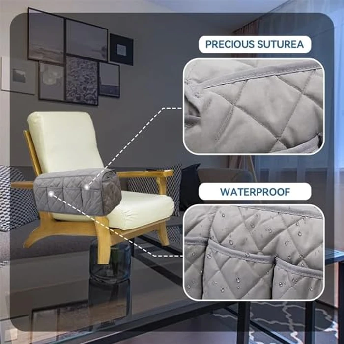 Chris.W Armchair Caddy, Waterproof Sofa Armrest Organizer, Non Slip Recliner Organizer, Remote Control Holder, Recliner Caddy for with 14 Pockets for TV Remotes Control Book Magazines Ipad (Grey) by ChrisWang - Image 6