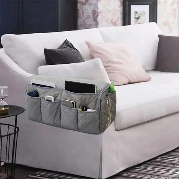 Chris.W Armchair Caddy, Waterproof Sofa Armrest Organizer, Non Slip Recliner Organizer, Remote Control Holder, Recliner Caddy for with 14 Pockets for TV Remotes Control Book Magazines Ipad (Grey) by ChrisWang - Image 8