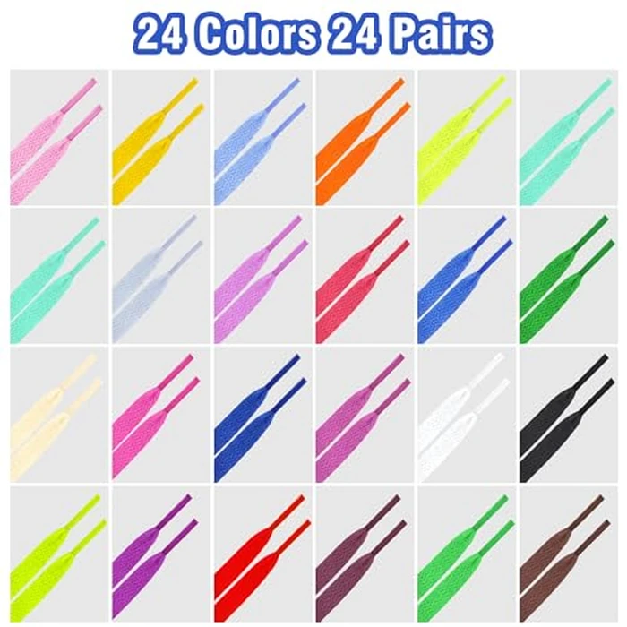 Auihiay 24 Pairs 45 inches Colored Shoelaces, Flat Shoe Laces, Multipack Shoestrings for Sneakers, Skates, Casual Shoes, Canvas Shoes, Boots, Great Replacement Shoelaces(24 Colors) by Auihiay - Image 2