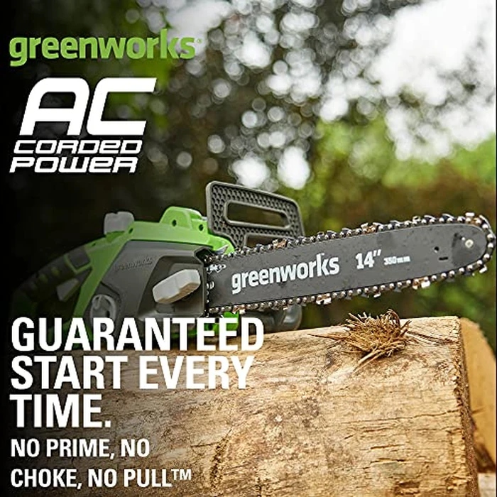 Greenworks 9 Amp 14-Inch Corded Chainsaw with Tool-less Chain Tensioning & Auto Oiling, Electric Handheld Chainsaw for Garden Yard Maintenance Tree Felling Triming, Firewood Cutting Logging Pruning by Greenworks - Image 3