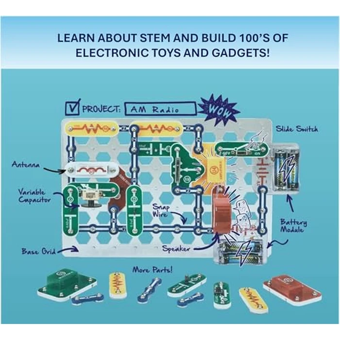 Snap Circuits Classic SC-300 Electronics Exploration Kit | Over 300 Projects | Full Color Manual Parts | STEM Educational Toy for Kids 8+ 2.3 x 13.6 x 19.3 inches by Snap Circuits - Image 3