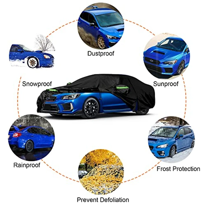Waterproof Car Cover Replace for 2014-2022 Subaru WRX, 6 Layers All Weather Car Covers with Zipper Door for Snow Rain Dust Hail Protection (WRX) by sportuli - Image 6
