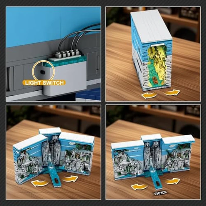 Reobrix 66039 Gates of Argonath Building Blocks Set, 2977 PCS Lord of The Rings Book Nook Kit with LED Light, Middle Earth Book Ends for Home Decor, Building Toy for Teens 14+ and Adults by Reobrix - Image 4
