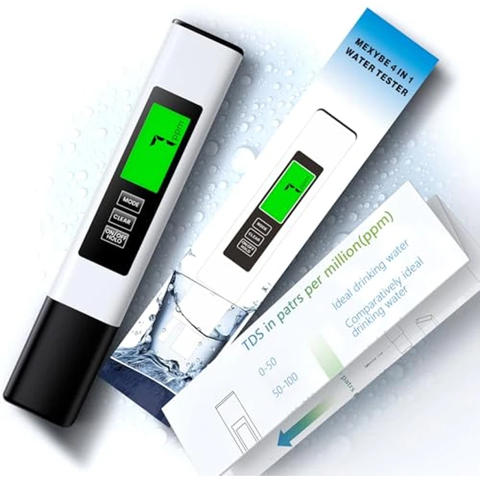 2025 All-New 4 in 1 Tds Meter Digital Water Tester - Accurate and Reliable TDS EC & Temp( degreesC, degreesF) Meter - 0-9999ppm - Professional Testing for Drinking Water, RO/DI System, Aquariums etc by MEXYBE - Used - Like New condition - US$10.88