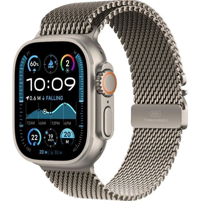 Apple Watch Ultra 2 (Cellular + GPS) - 64GB - 49mm - Titanium Titanium Case with Natural Textile Titanium Milanese Loop Band - One Size by Apple - Image 2