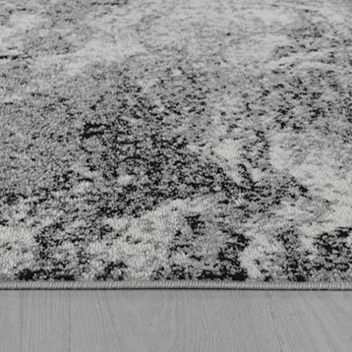 Rug Branch Micah 2' x 15' (2'3" x 15') Grey/Black Abstract Marble Indoor Runner Rug, Contemporary, Medium Pile, Stain-Resistant Hallway Carpet - Entryway, Mudroom, Bedroom, and Kitchen by Rug Branch - Used - Very Good condition