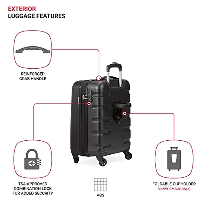 SwissGear 7366 Hardside Expandable Luggage with Spinner Wheels, Black, 3-Piece Set (18/23/27) by SwissGear - Image 2