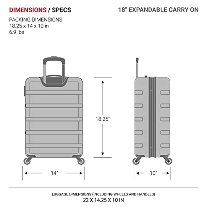 SwissGear 7366 Hardside Expandable Luggage with Spinner Wheels, Black, 3-Piece Set (18/23/27) by SwissGear - Image 5