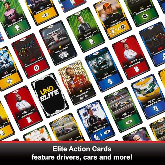 Mattel Games UNO Elite Formula 1 Booster Set 2 Pack with 60 Elite Action Cards, 2025 Core Edition by Mattel Games - Image 4