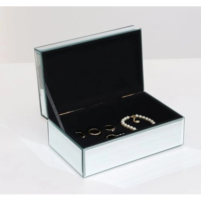 QMDECOR Luxury Silver Crushed Diamond Glass Mirrored Jewelry Organizer Box Storage by QMDECOR - Image 6