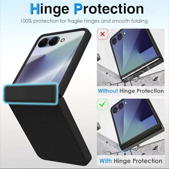 STORMTAL for Samsung Galaxy Z Flip 7 Case with Hinge Protection & Cover Screen Protector, Non-Slip Texture, Scratch Resistant, Shockproof, Rugged Slim Fit Phone Cover for Galaxy Z Flip 7 2025 Black by STORMTAL - Image 4